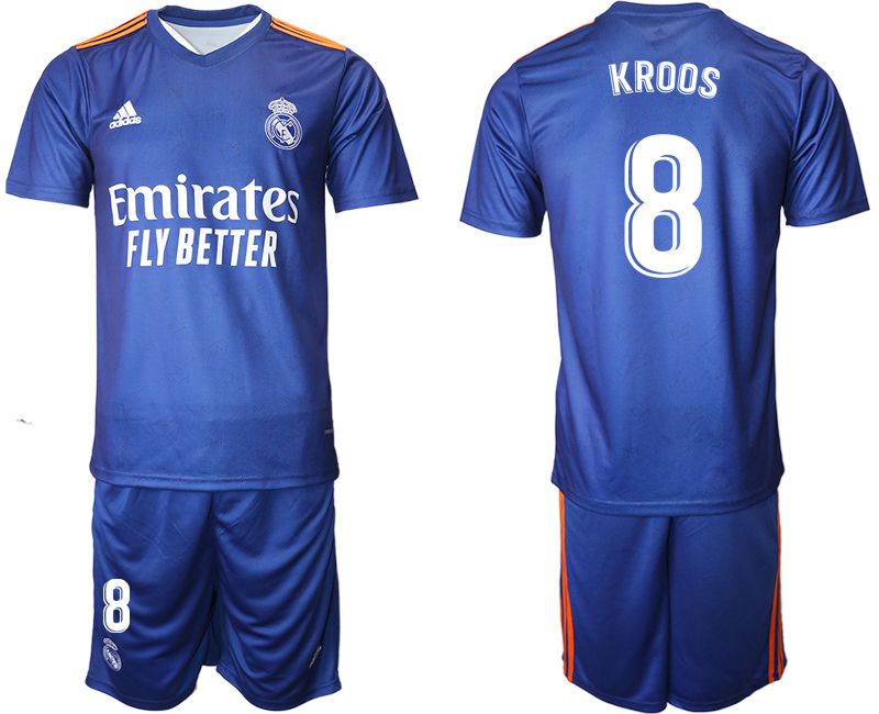 Men 2021-2022 Club Real Madrid away blue #8 Adidas Soccer Jersey